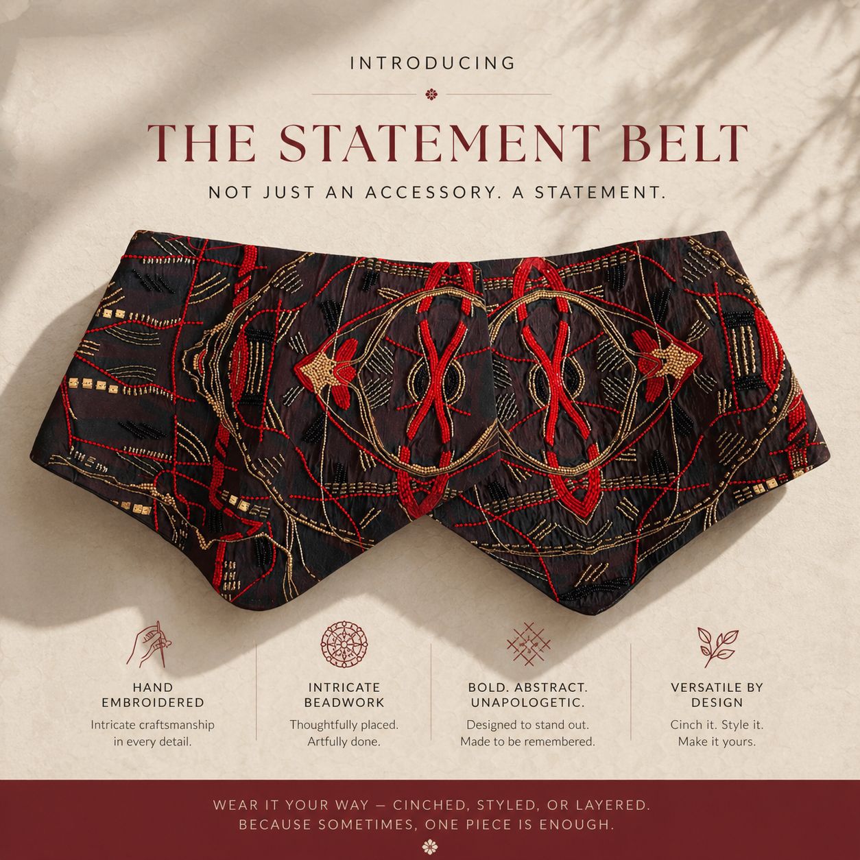 Crimson Echo Corset Belt with Dress
