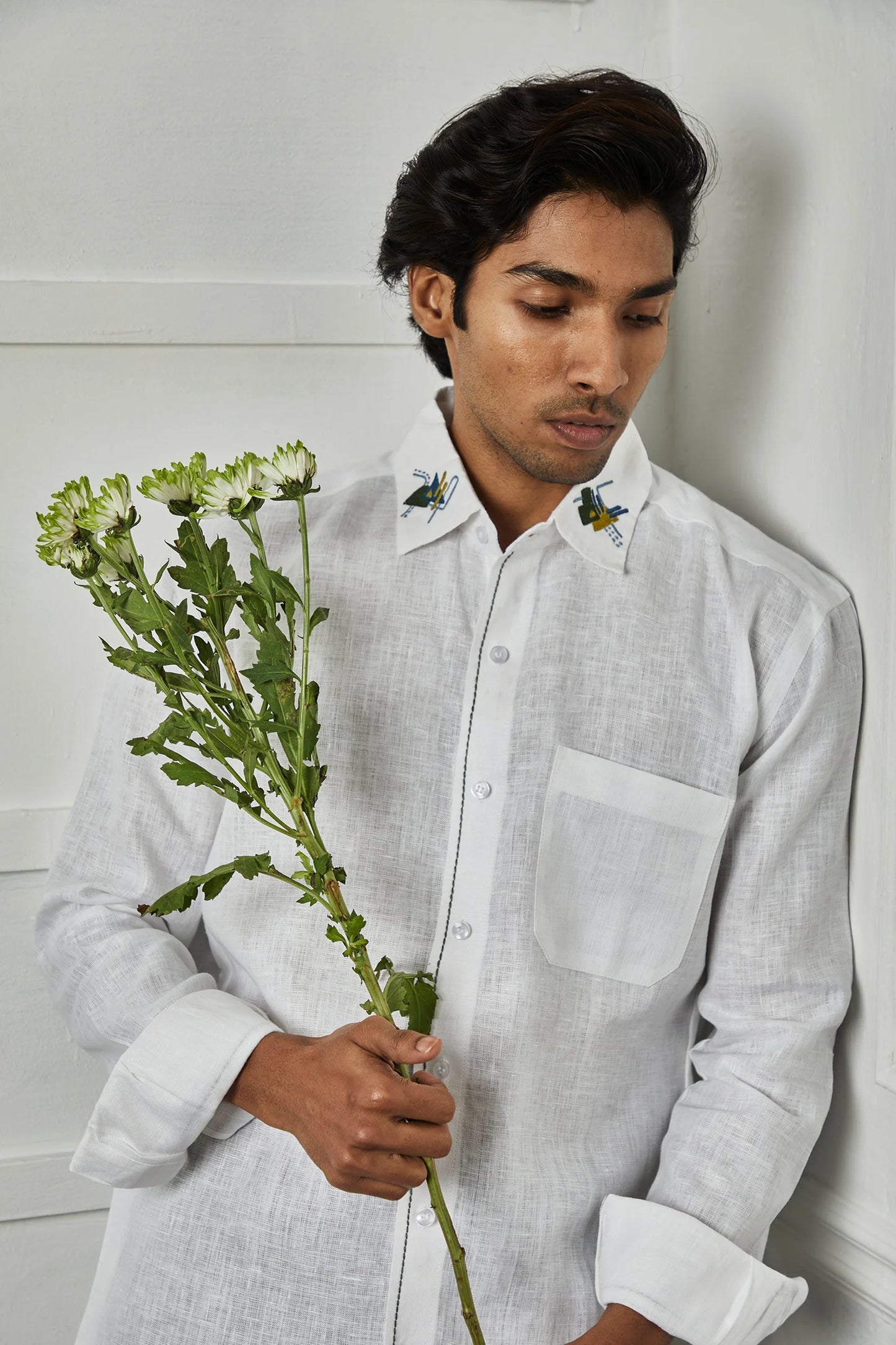 Green Anatomy Men's Shirt with Collar Art