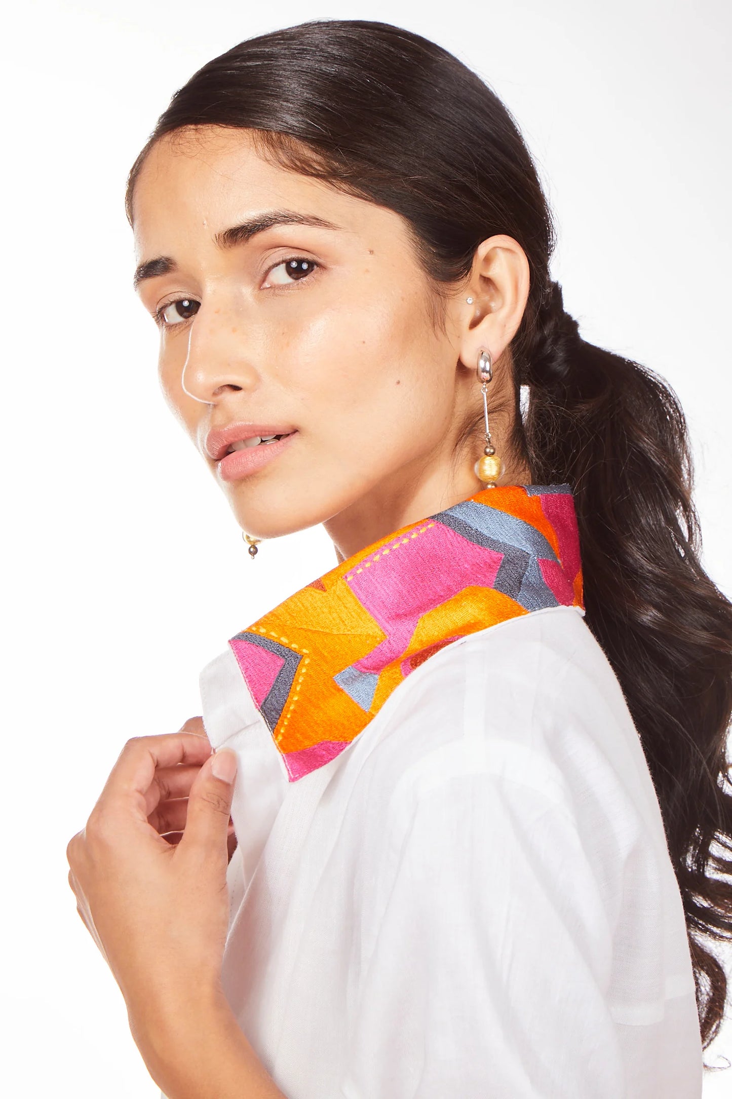 White Odd Even Front Knot Shirt