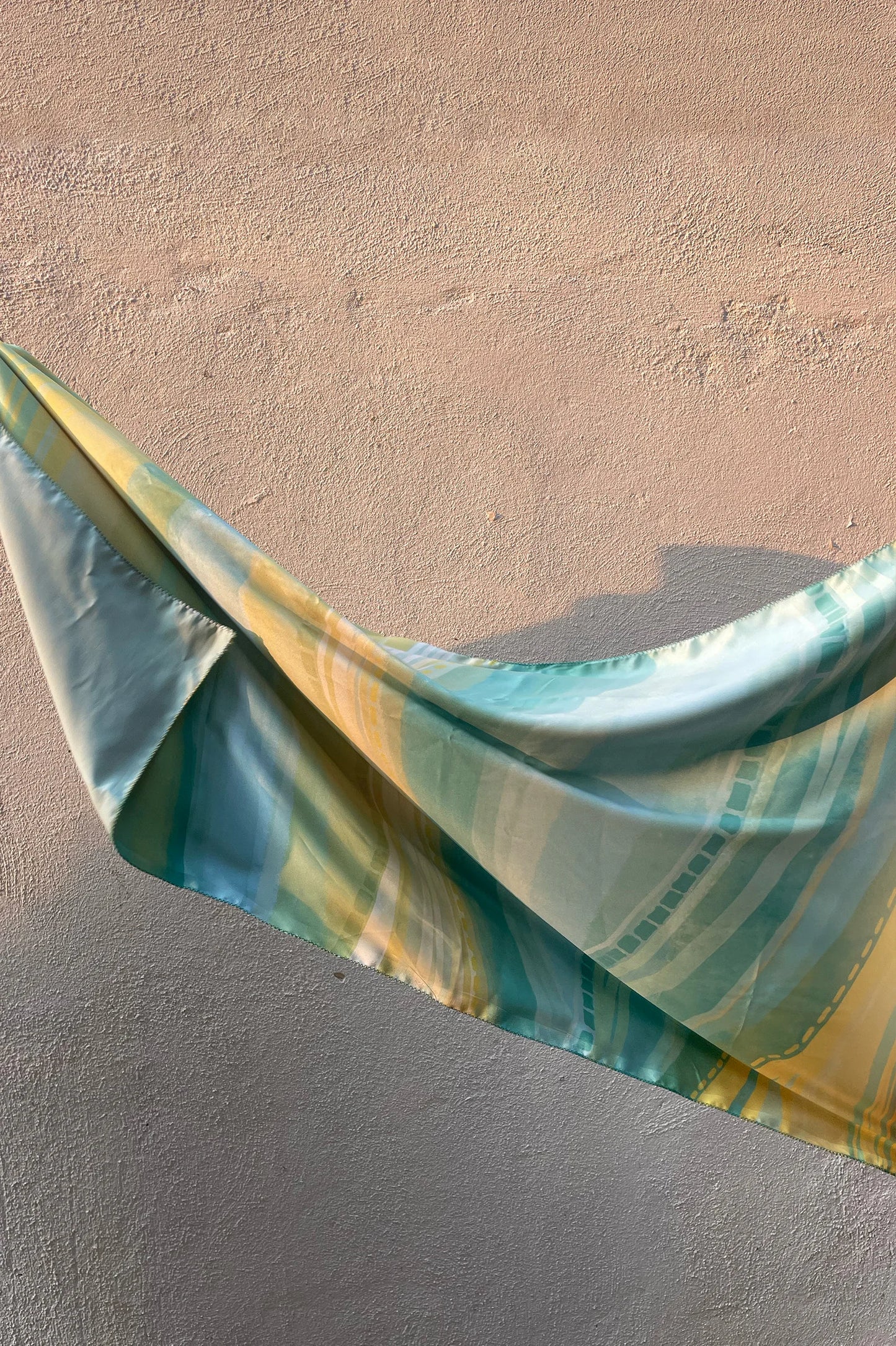 Pastel Yellow & Aqua Hemp Stole