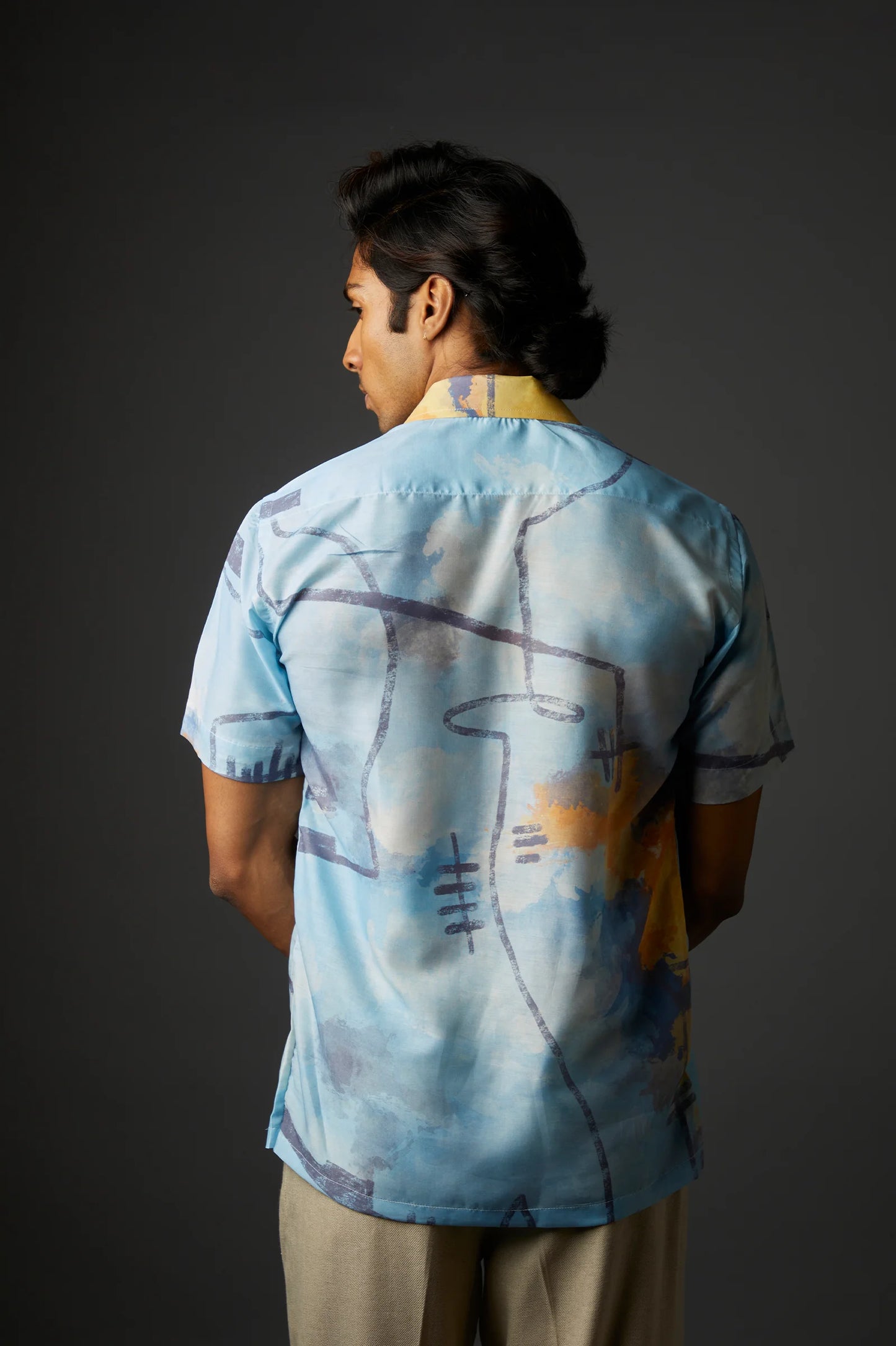 Karmic Connections Shirt Blue & Yellow Men's Artwork Shirt