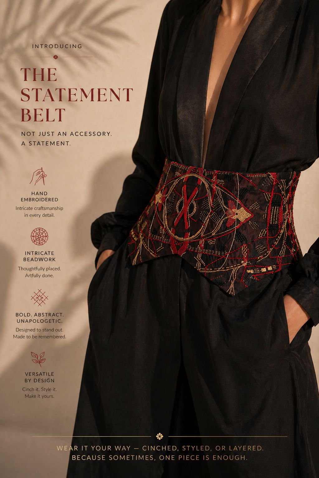 Crimson Echo Corset Belt with Dress