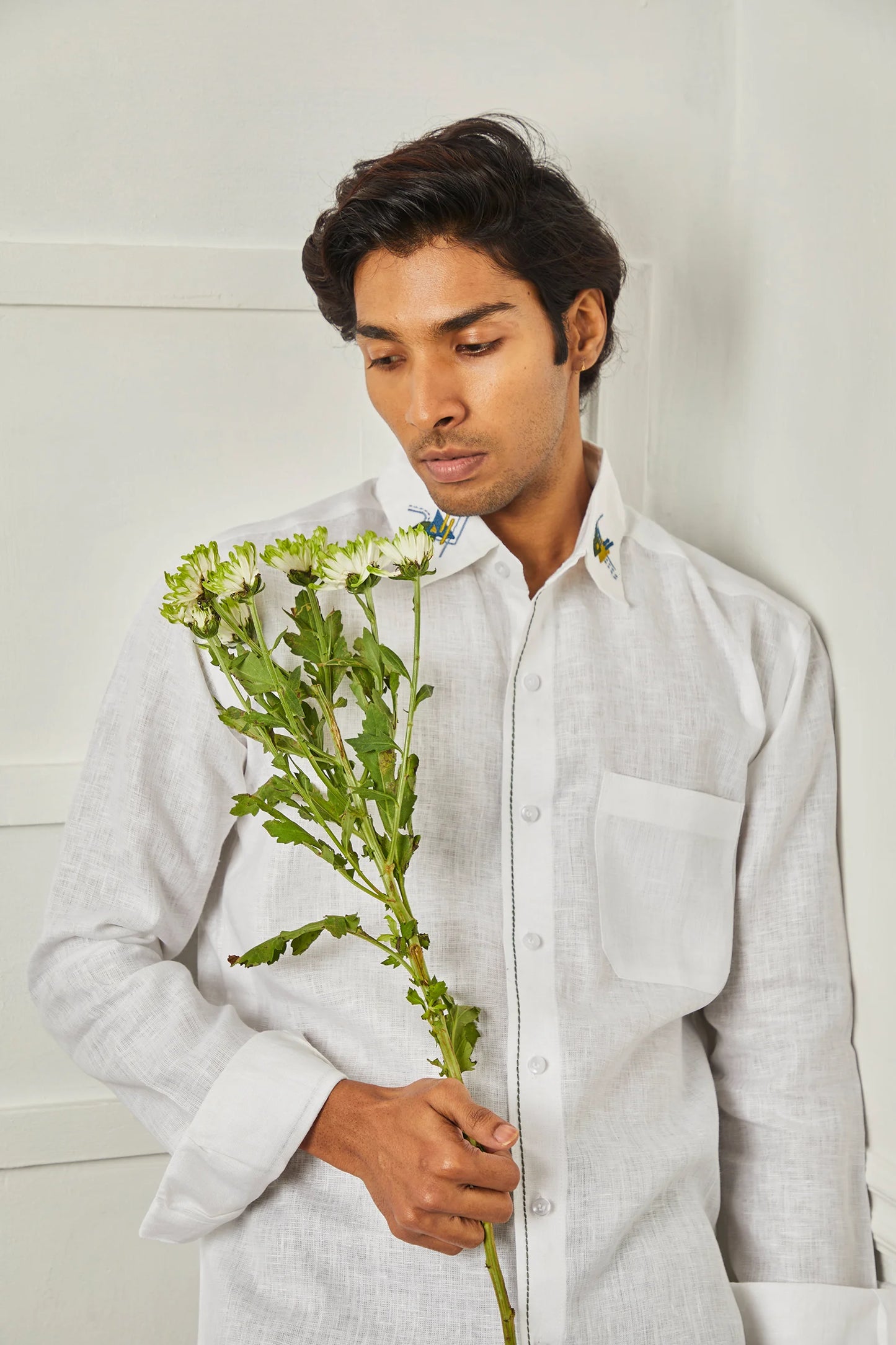 Green Anatomy Men's Shirt with Collar Art