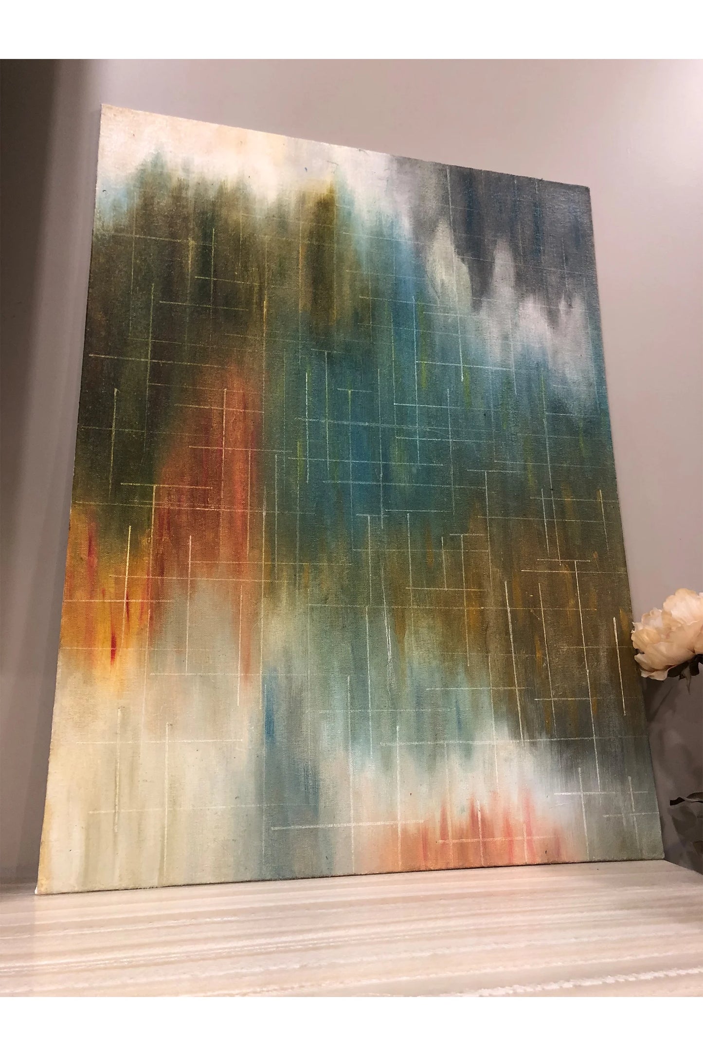 Ikat Dreams Oil on Canvas Abstract Artwork