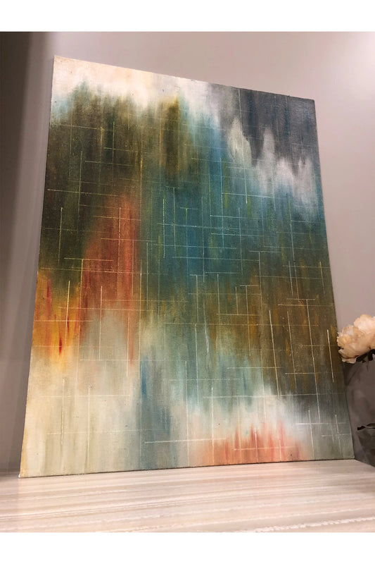 Ikat Dreams Oil on Canvas Abstract Artwork