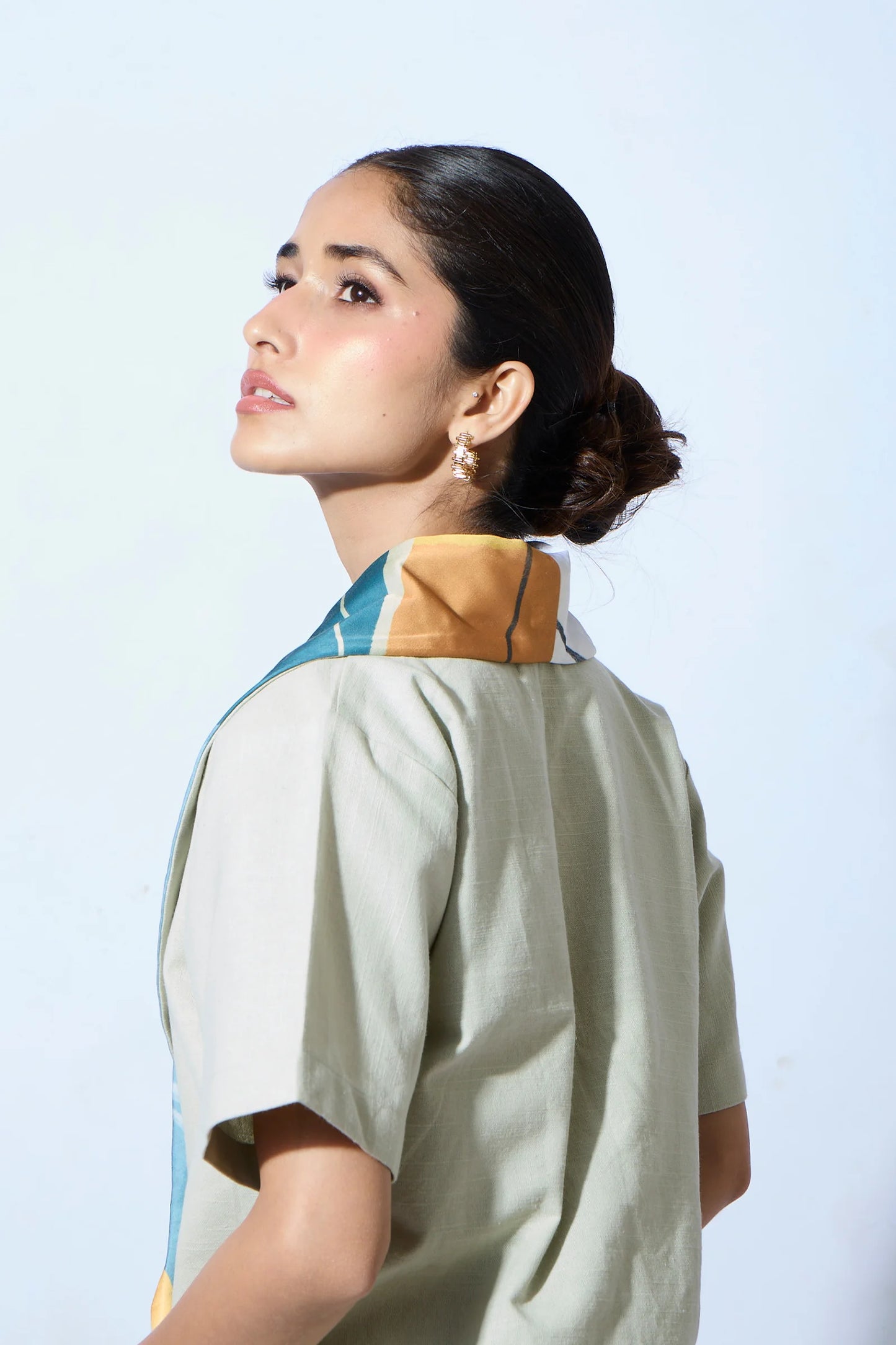 Kintsugi Silk Scarf Top & Skirt Co-ord set  in Hemp Fabric