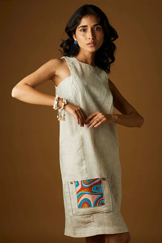 Mooonrise Beige Short Dress