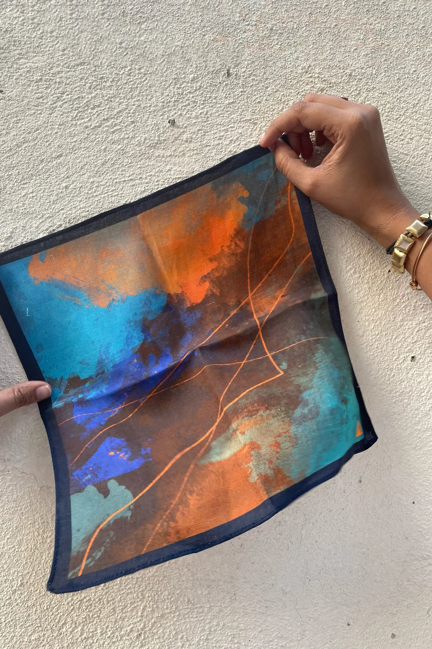 Blue Orange Hemp Pocket Square
