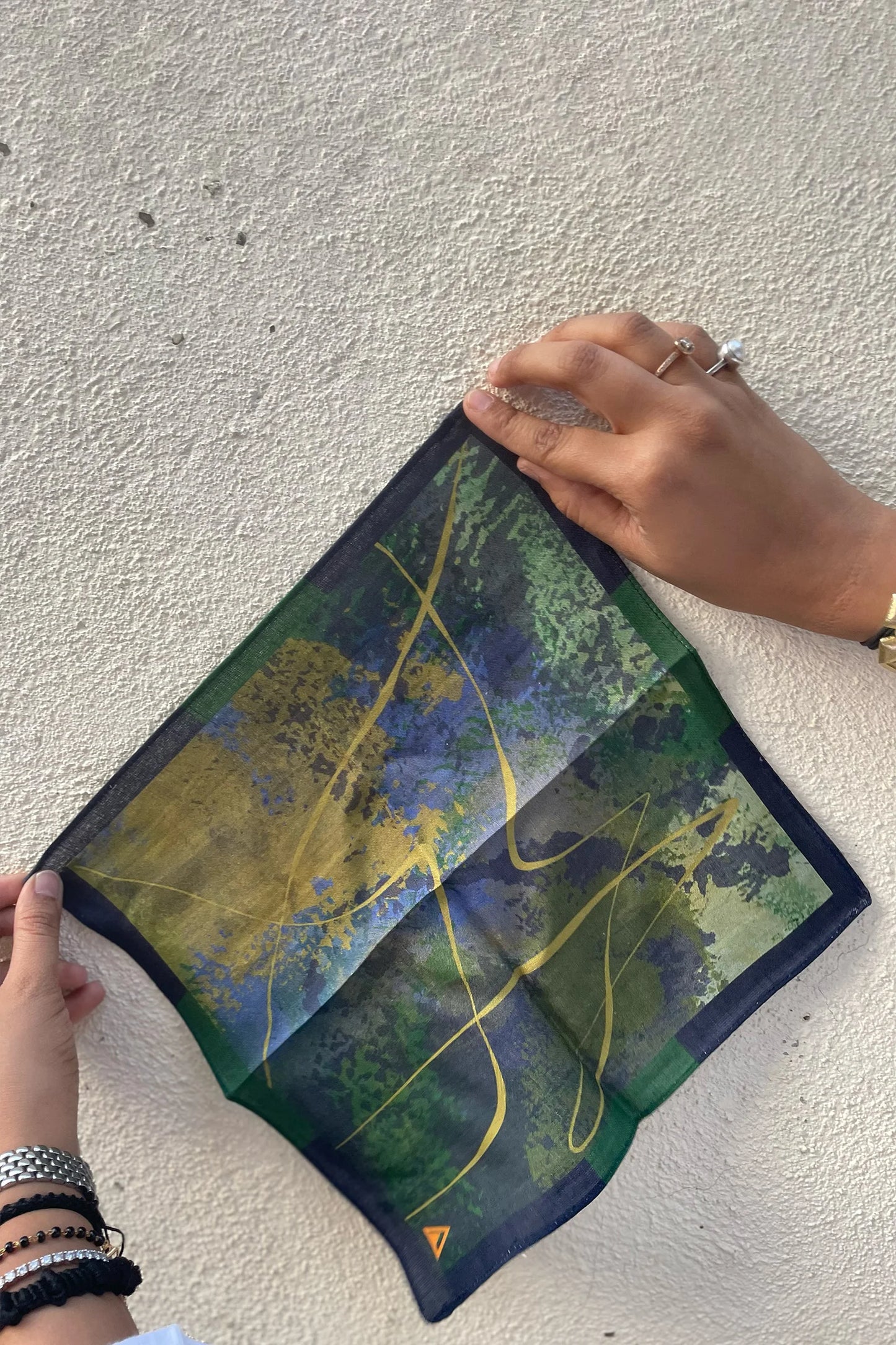 Green Blue Hemp Pocket Square
