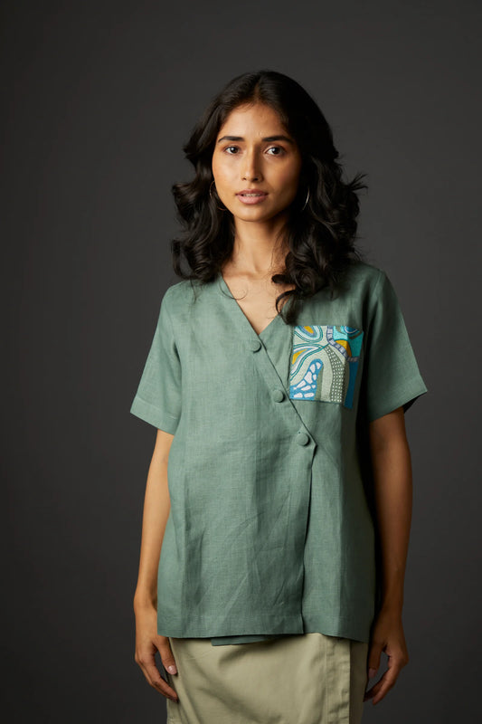Sage Green Ocean Eyes Kimono Top